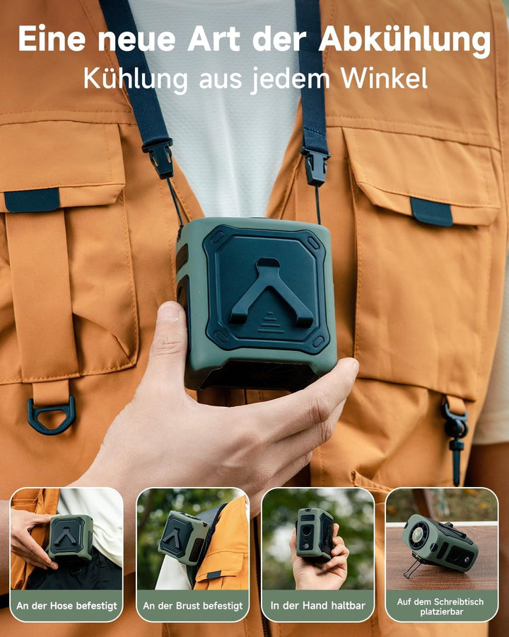 2026 Kühlung Tragbarer Taillenventilator,8000mAh 29H Laufzeit USB C Wiederaufladbar,5 Geschwindigkei