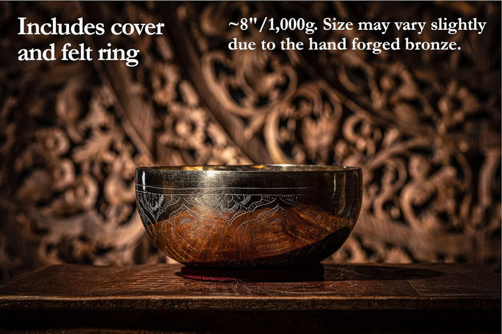 Sonic Energy Engraved Singing Bowl – 1.000g Klangschale für Yoga, Meditation, Deko – mit feiner Grav
