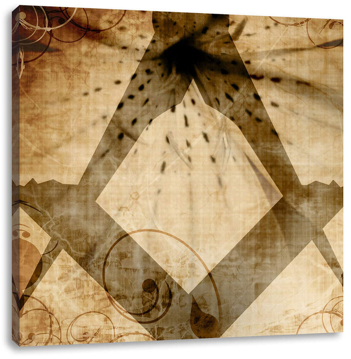 Freimauer Symbol, Format: 70x70 auf Leinwand, XXL riesige Bilder fertig gerahmt mit Keilrahmen, Kuns