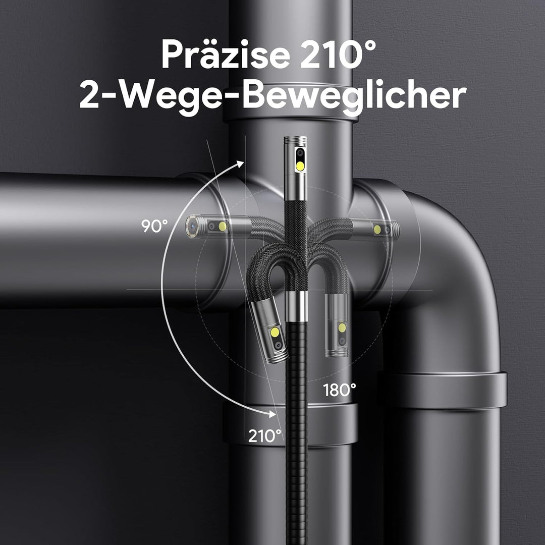 DEPSTECH Dual Lens Endoskopkamera mit Licht, 1080P Drehbar Endoskop, 5 Zoll IPS-Bildschirm Inspektio