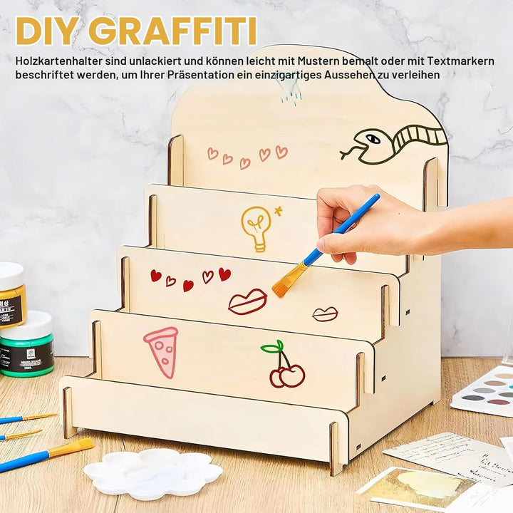 Kartenständer Aus Holz Mit 4 Etage Display Ständer, postkartenständer, Präsentationsständer, Grusska