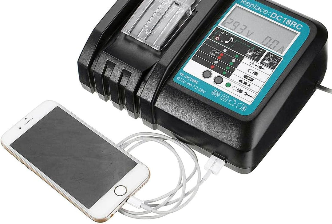 BL1850B Akku (2Stück) 18V 5,0 Ah mit Ladegerät DC18RC Ersetzen für Makita Akku BL1850B BL1850 BL1840