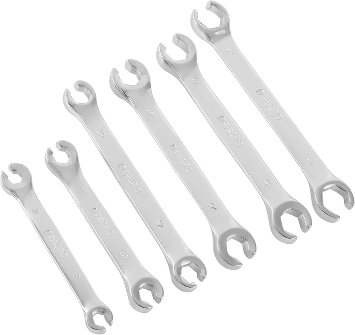 TECPO Bremsleitung Schlüssel 8-19mm Ringschlüssel Satz Offener Ring Schlüssel 6-teilig