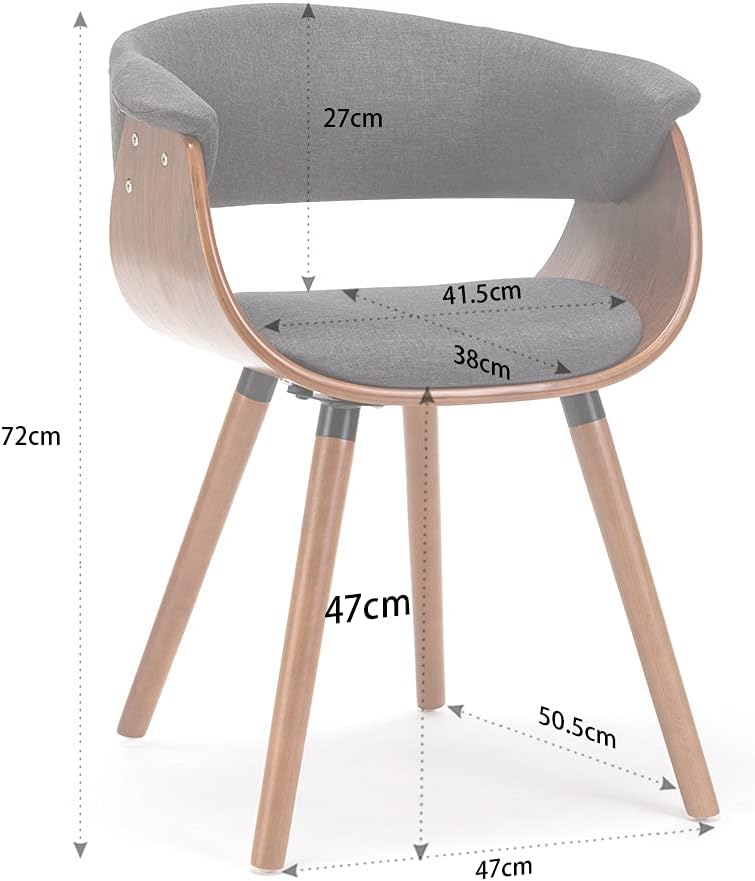 Mingone Esszimmerstühle Holz Küchenstühle Retro Polsterstuhl mit Armlehnen Design Stuhl Linen Stoff