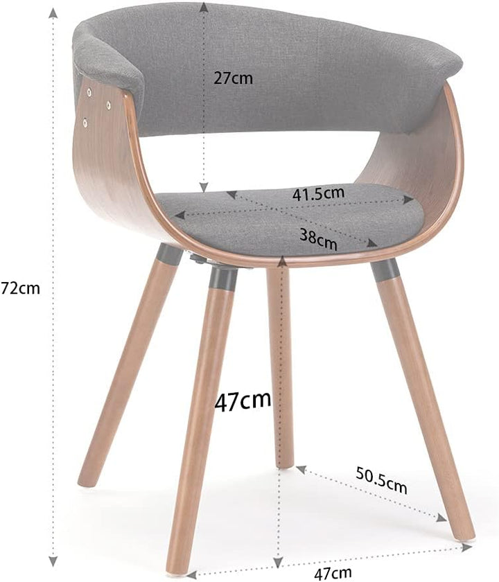 Mingone Esszimmerstühle Holz Küchenstühle Retro Polsterstuhl mit Armlehnen Design Stuhl Linen Stoff