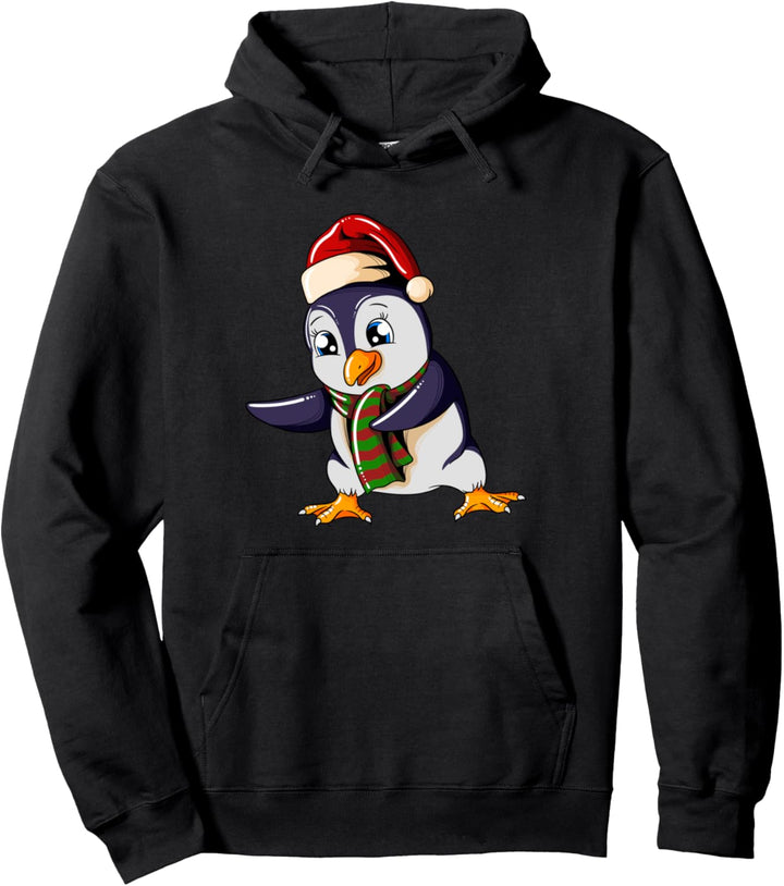 Pinguin mit Weihnachtsmütze Floss Dance an Weihnachten Pullover Hoodie