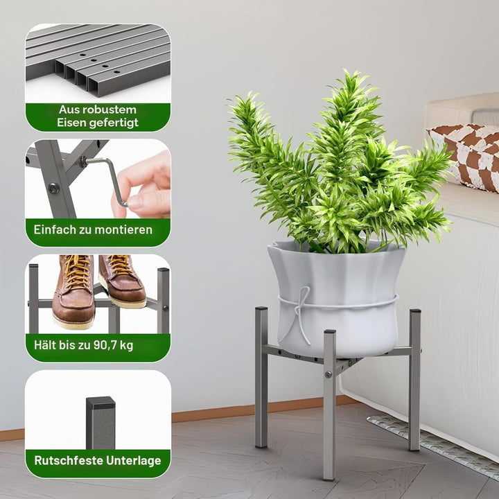 Pflanzenstände für Innen und Aussen, 2 verstellbare Metallregale, Pflanzenständer aus Eisen, für Töp