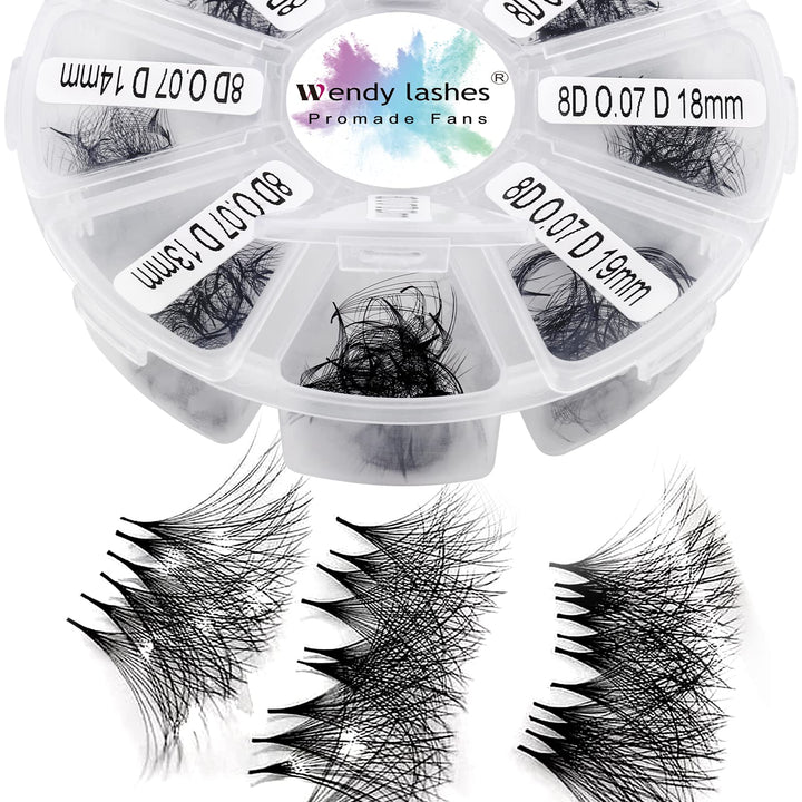Fertige Fächer Wimpern Gefächerte Wimpern 8D 500 Stück 13-20mm D Curl 0,07mm Premade Volumen Fans Wi