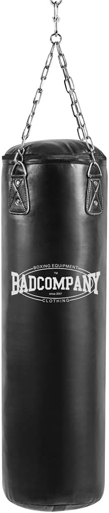 Bad Company Boxsack inkl. Heavy Duty Vierpunkt-Stahlkette I Vinyl Punching Bag, gefüllt/ungefüllt I