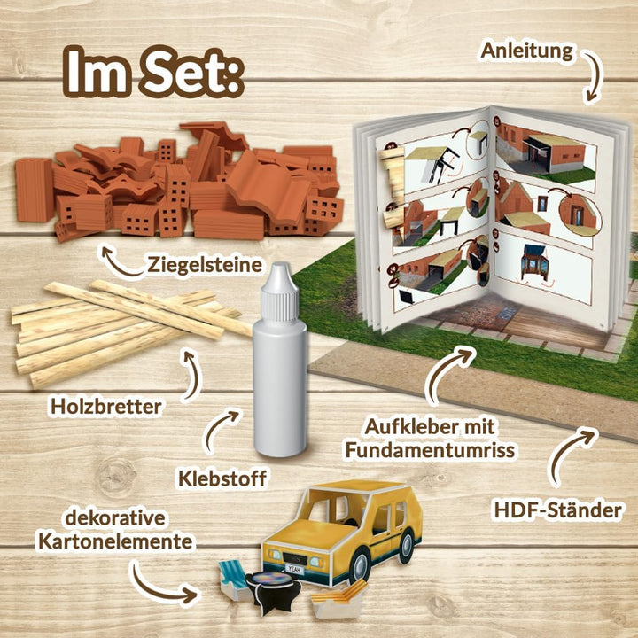 Trefl – Brick Trick: Haus/House - Bauen mit Ziegeln, EKO Echte Ziegelsteine, 290 Ziegel, für Kinder