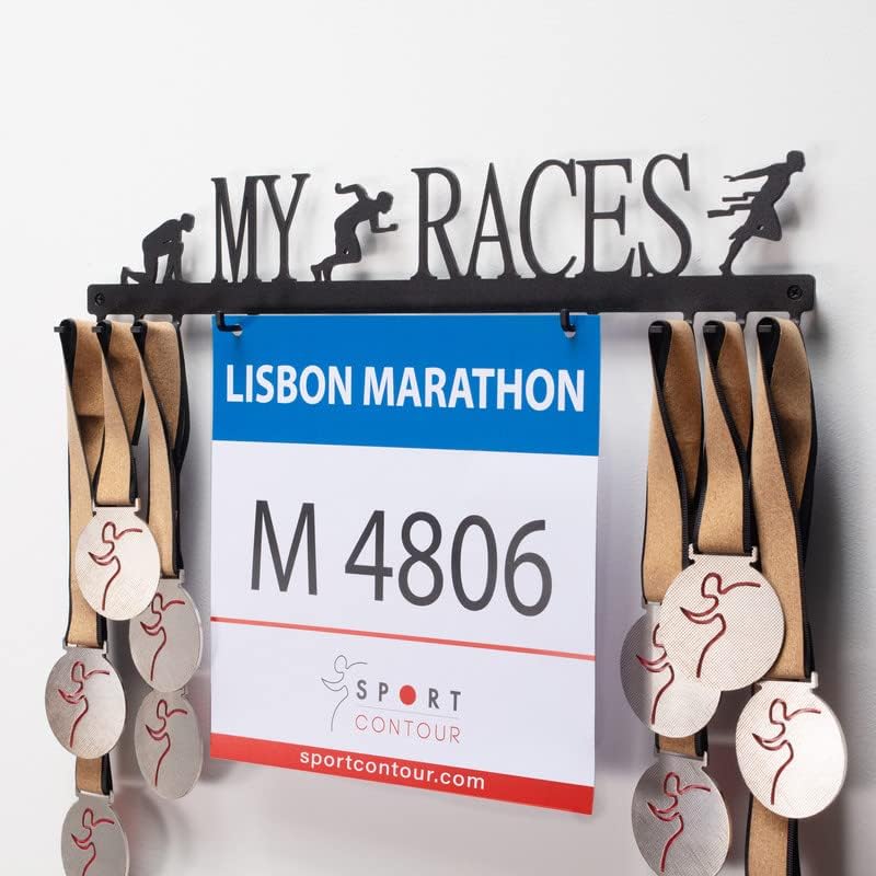 Qthrone Laufender Medaillenhaken Medaillen & Startnummern - Running Medal & Bibs Display Holder