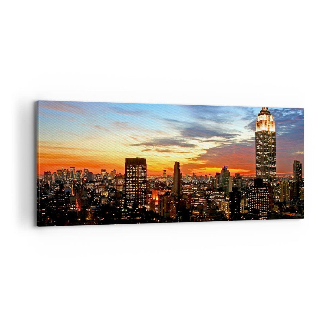 Wandbilder Dekoration Wohnzimmer Amerika gebäude sonnenuntergang wolkenkratzer Bilder auf Leinwand 1