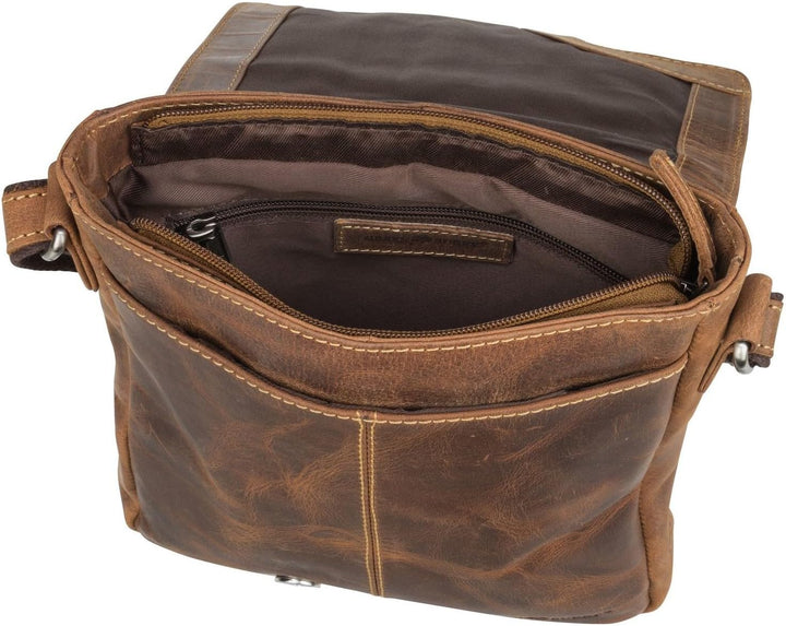 Greenburry Vintage Umhängetasche Leder 22 cm Brown, Brown