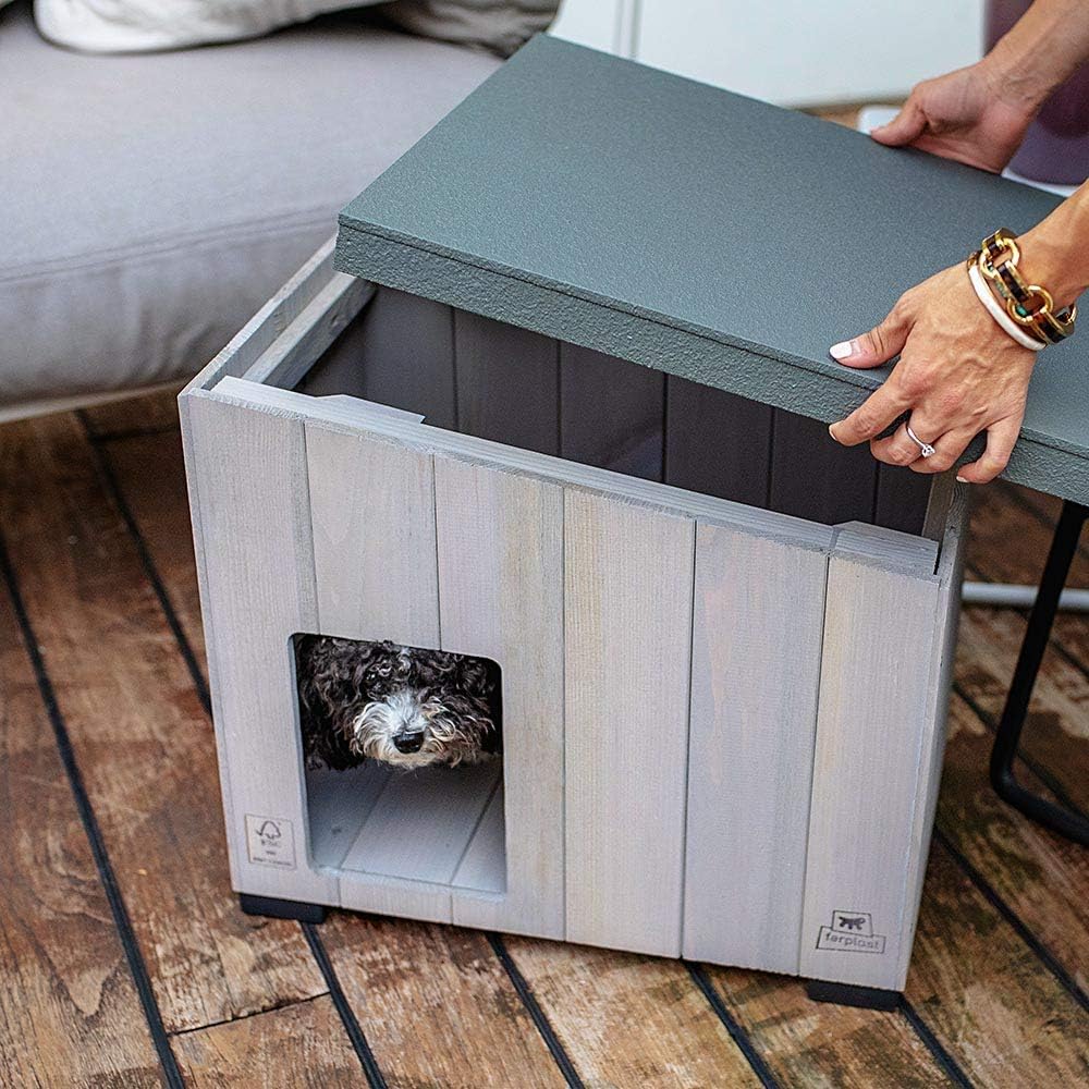 Ferplast 87027100 Outdoor-Zwinger, Hundehütte ARGO 50 aus FSC-Holz mit ungiftiger Farbe, beständig g