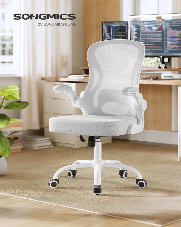 SONGMICS Bürostuhl ergonomisch, Drehstuhl mit Netzgewebe, Schreibtischstuhl mit Lendenstütze, Wippfu