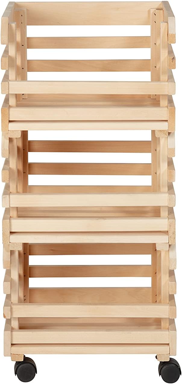 Inter Link - Holzkiste - Stapelkiste massivholz – Aufbewahrungskiste, Für Obst, Gemüse, Wein, Garten