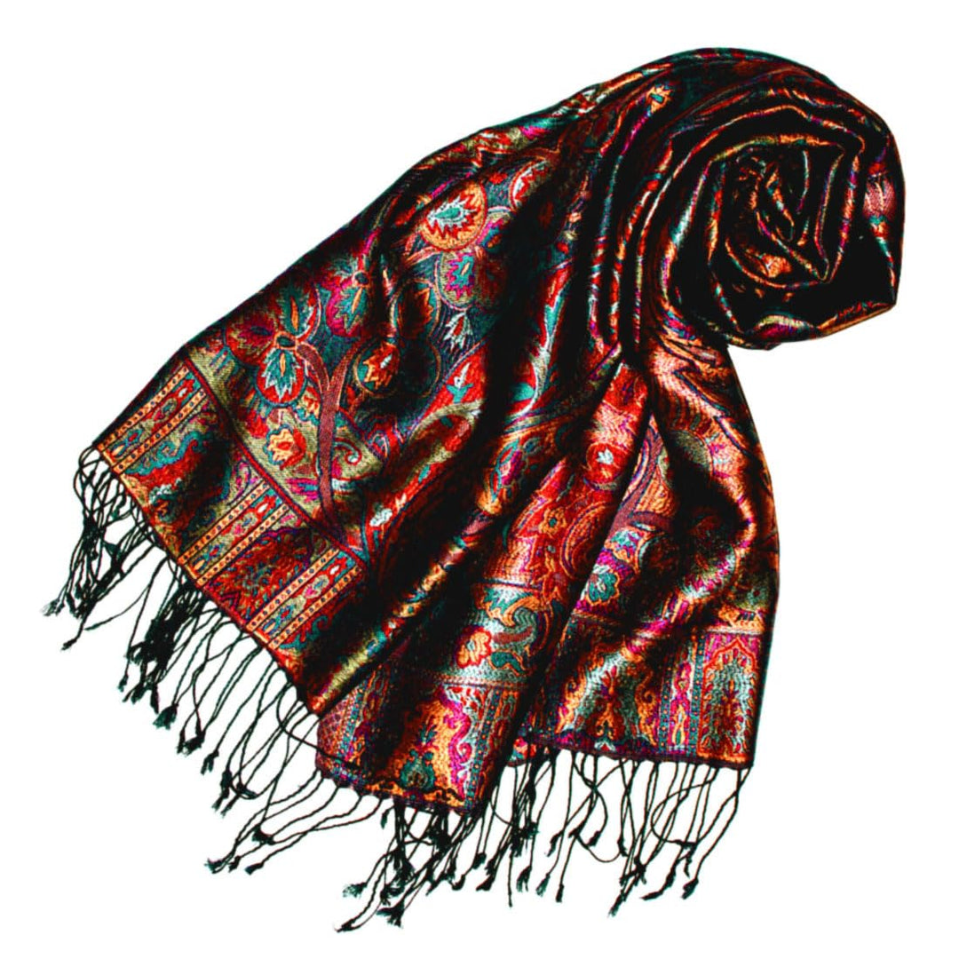 Lorenzo Cana Luxus Pashmina Damen Schal Schaltuch jacquard gewebt 100% Seide 70 x 190 cm Paisley Mus