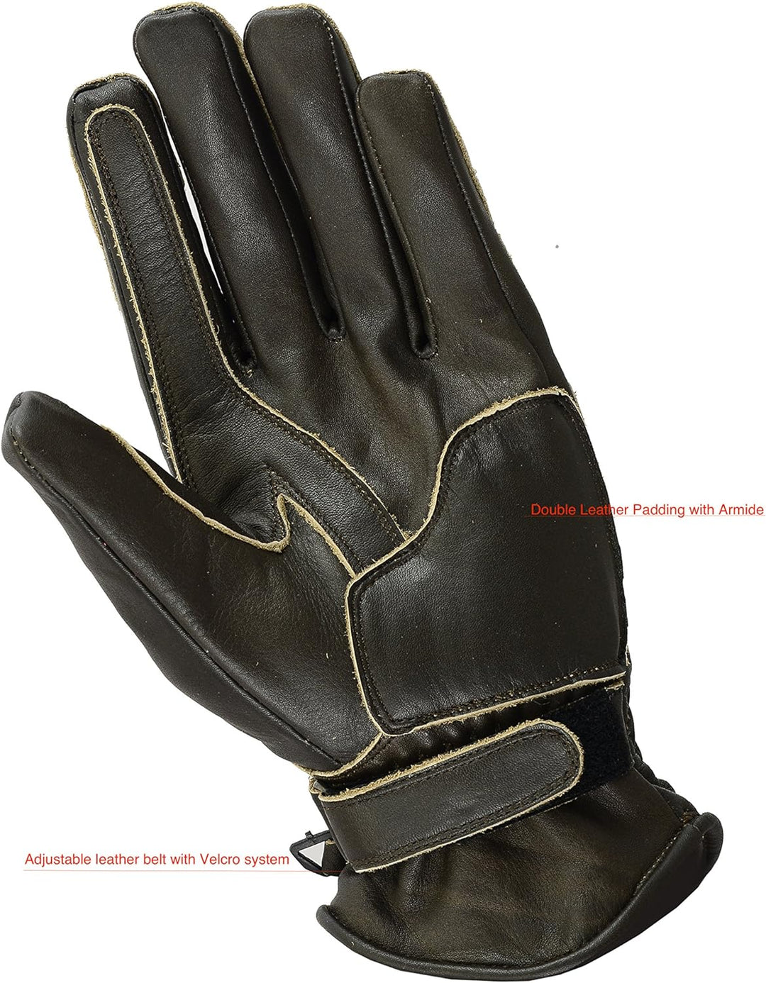 BOSMOTO Herren Retro Vintage Custom Sommer Motorradhandschuhe (XL, Wachs Braun) XL Wachs Braun, XL W