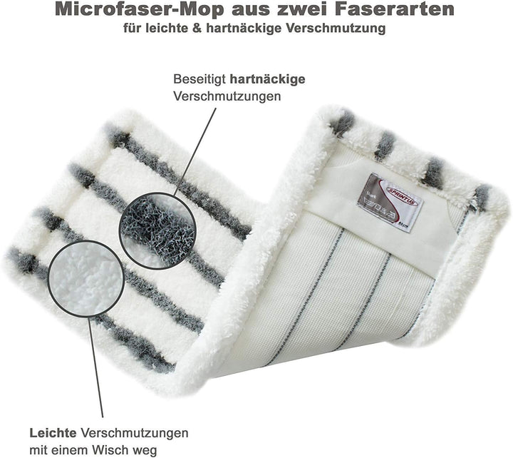 Profi Bodenwischer-Set Dual | Wischmop mit Teleskopstiel 170 cm + Microfaserbezug | frei stehender M