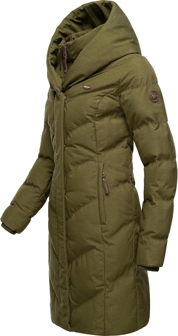 Ragwear Damen Warmer Wintermantel Steppmantel wasserdicht mit Kapuze Natalka Melange Intl XS-6XL L L