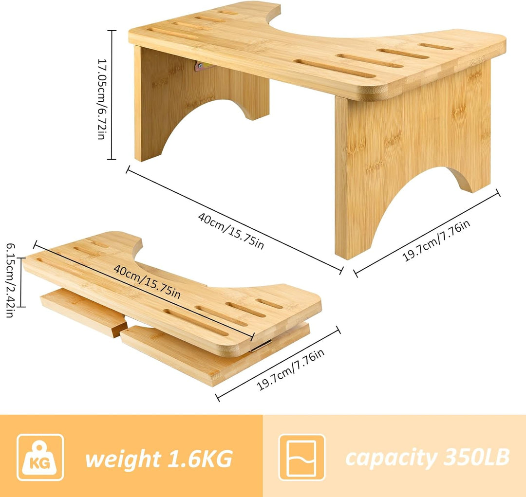 LUOJINYI Bambus Toilettenhocker, Klappbar Badhocker, Gesunder und Tragbarer Klohocker, Ergonomischer