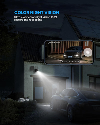 HOOISE 2K Überwachungskamera Aussen Solar, Kamera Überwachung Aussen Akku, 360° Kabellose Solar WLAN