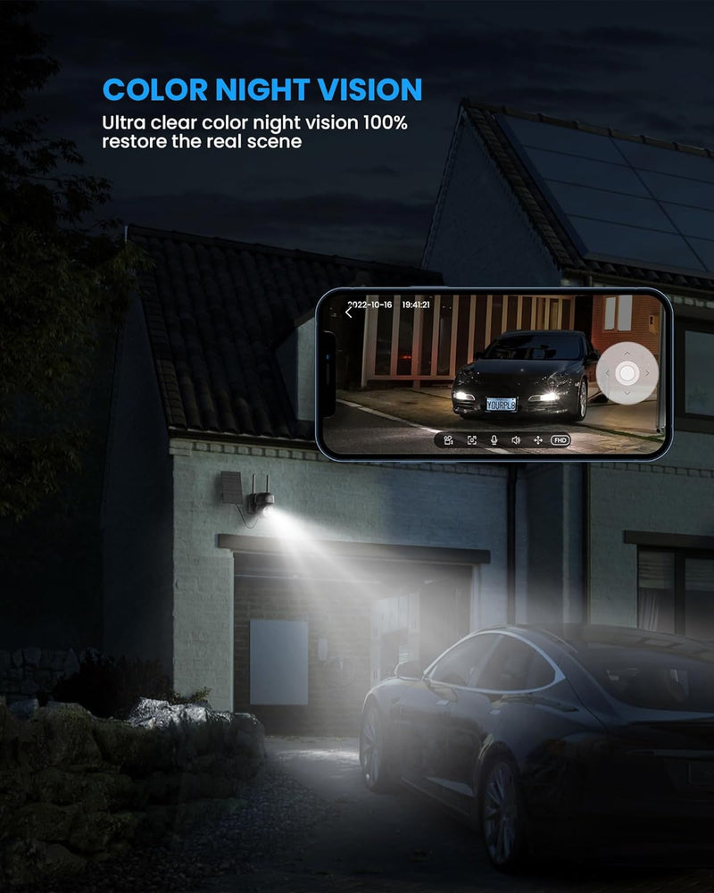 HOOISE 2K Überwachungskamera Aussen Solar, Kamera Überwachung Aussen Akku, 360° Kabellose Solar WLAN