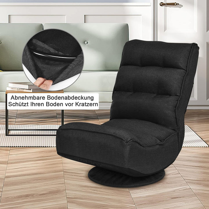 GOPLUS 360° drehbarer Bodenstuhl, klappbarer Bodensessel mit Verstellbarer Rückenlehne, Gamingsessel