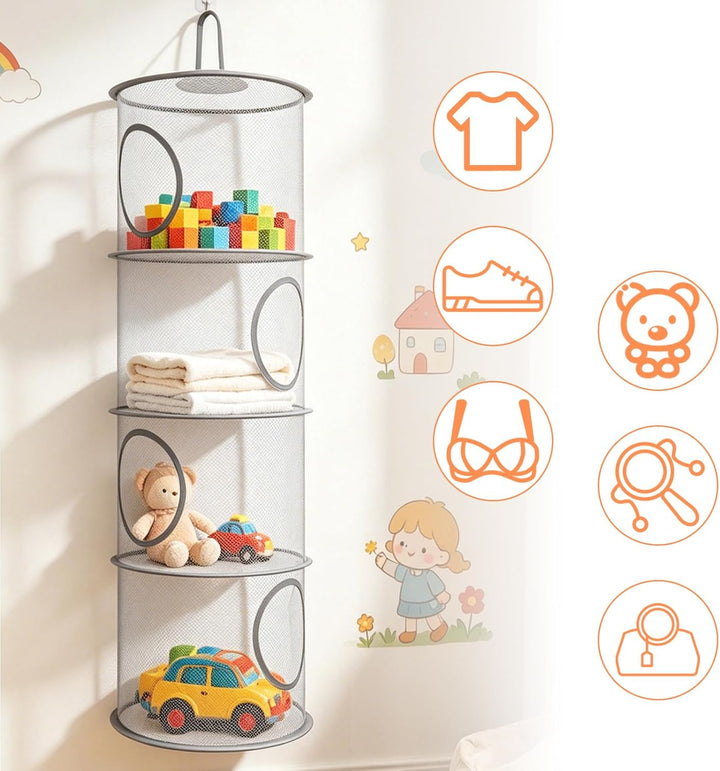 3pcs Faltbare Hängeaufbewahrung Organizer 4 Stufe Hängende Netz Aufbewahrung Kuscheltier Hängender S