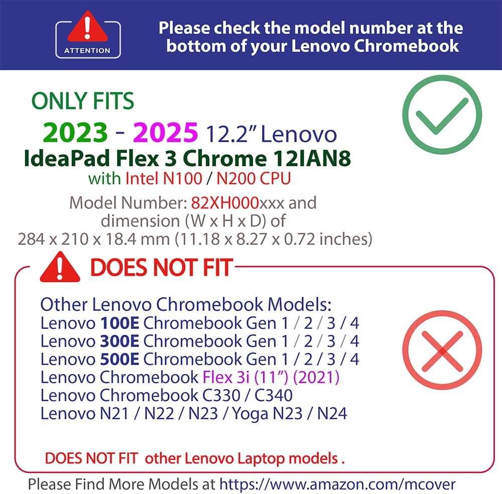 mCover Nur kompatibel mit Lenovo IP Flex 3 Chrome 12IAN8 Convertible Chromebook Laptops (2023–2025)
