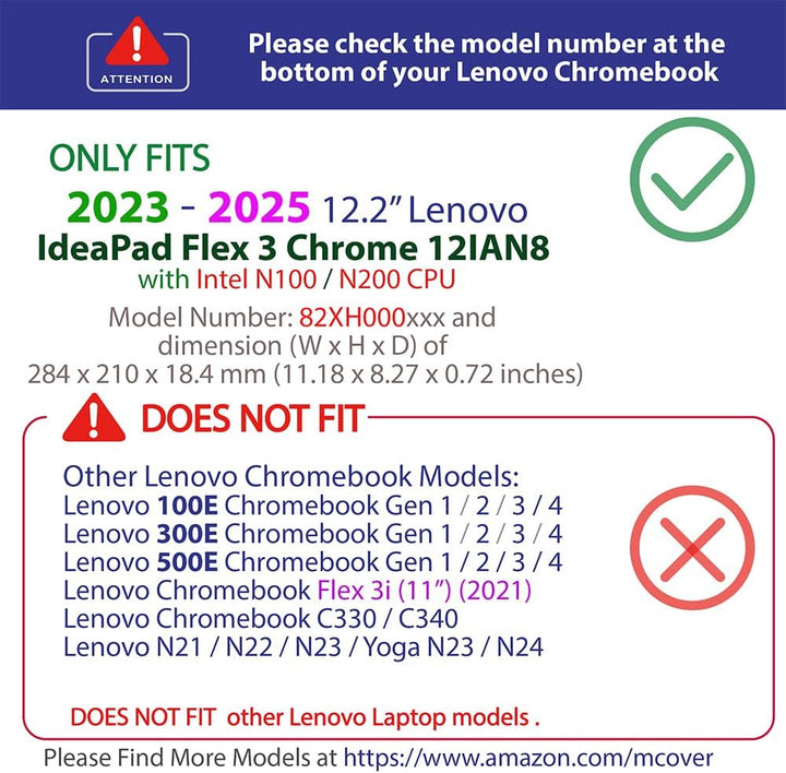 mCover Nur kompatibel mit Lenovo IP Flex 3 Chrome 12IAN8 Convertible Chromebook Laptops (2023–2025)