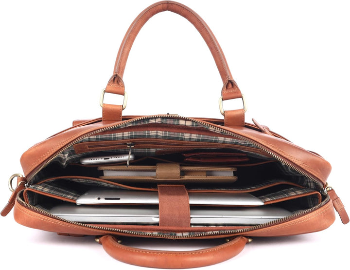 Damen Laptop Tasche Echtes Leder CB-LAP-1008 Brown, Brown