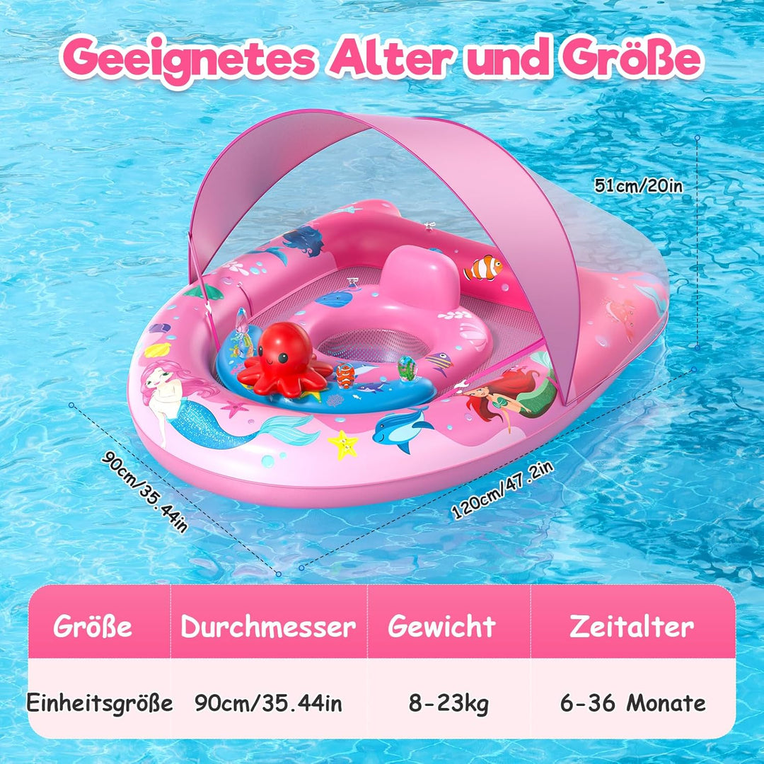 Sunrad Schwimmring Baby mit UPF50+ Sonnendach,Baby Schwimmring ab 6-36 Monate Schwimmhilfe Kinder mi