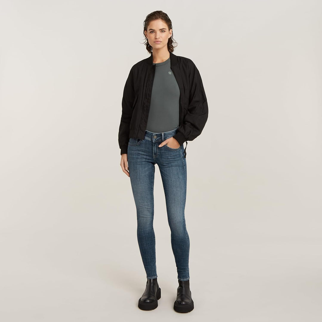 G-STAR Damen Lynn Mid Waist Skinny Jeans 23W / 28L Blau (Faded Blue D15266-9136-a889), 23W / 28L Bla