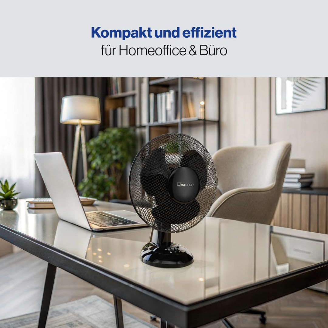 Clatronic® Ventilator mit Schwenkfunktion | Ventilator leise 2 Stufen | Ø 23 cm | Tischventilator 30