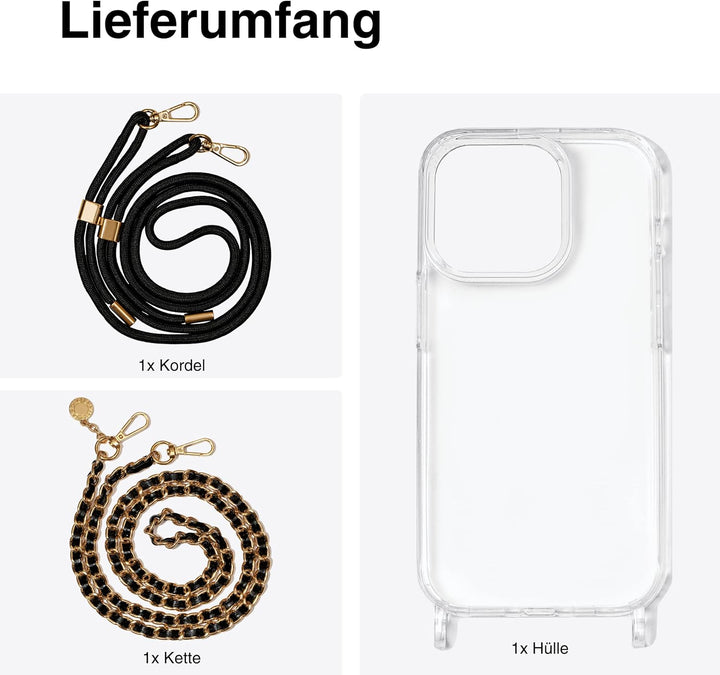 Jalouza - iPhone 14 Set - Handyhülle, Handykette und Kordel - kompatibel mit iPhone 14, iPhone 14 Pl