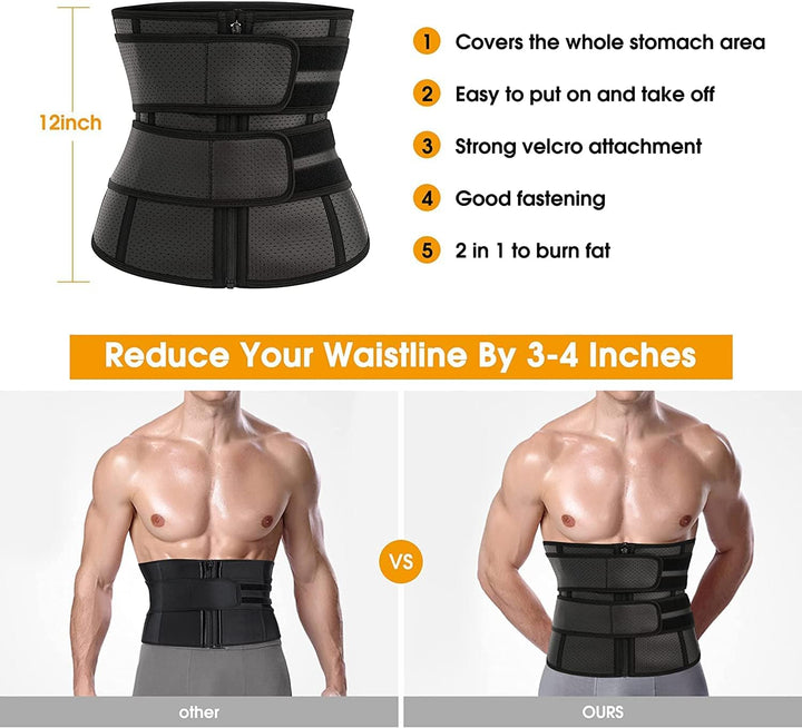 KUMAYES Bauchweggürtel Fitnessgürtel Herren bauchtrainer Neopren Sauna Taille Trimmer Schwitzgürtel