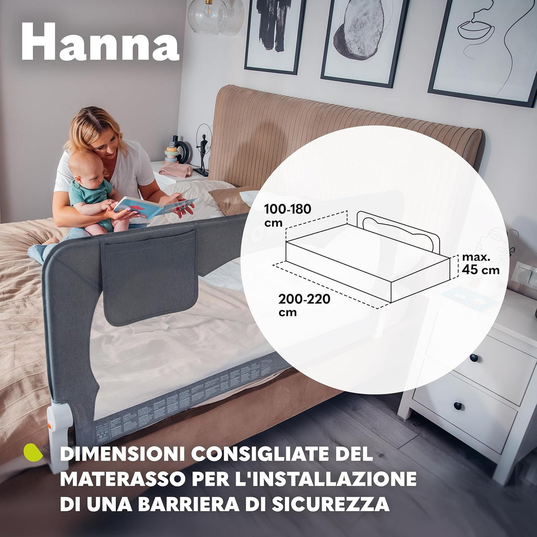 Lionelo Hanna Bettgitter Rausfallschutz 150 cm x 66 cm, zusammenklappbar um 180 Grad, luftiges Netz,