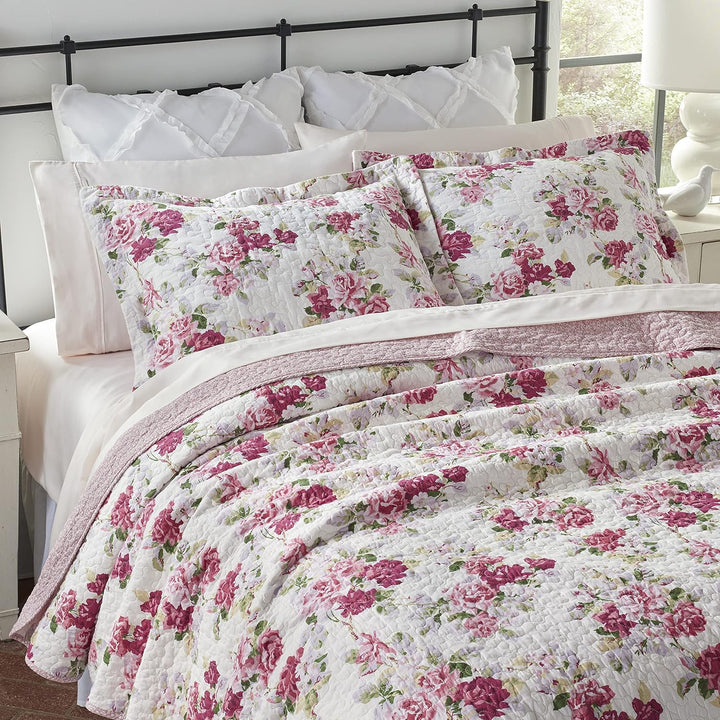 Laura Ashley Lidia Collection Bettwäsche-Set, 100% Baumwolle, wendbar, leicht und atmungsaktiv, vorg