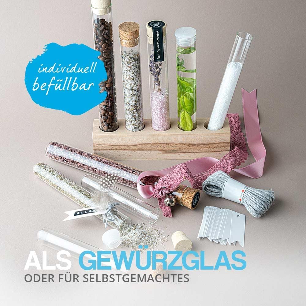 Tuuters Glas Reagenzglas mit Korken 25 Stück (250 x ø 30 mm) Gewürzgläser | Reagenzgläser für Blumen