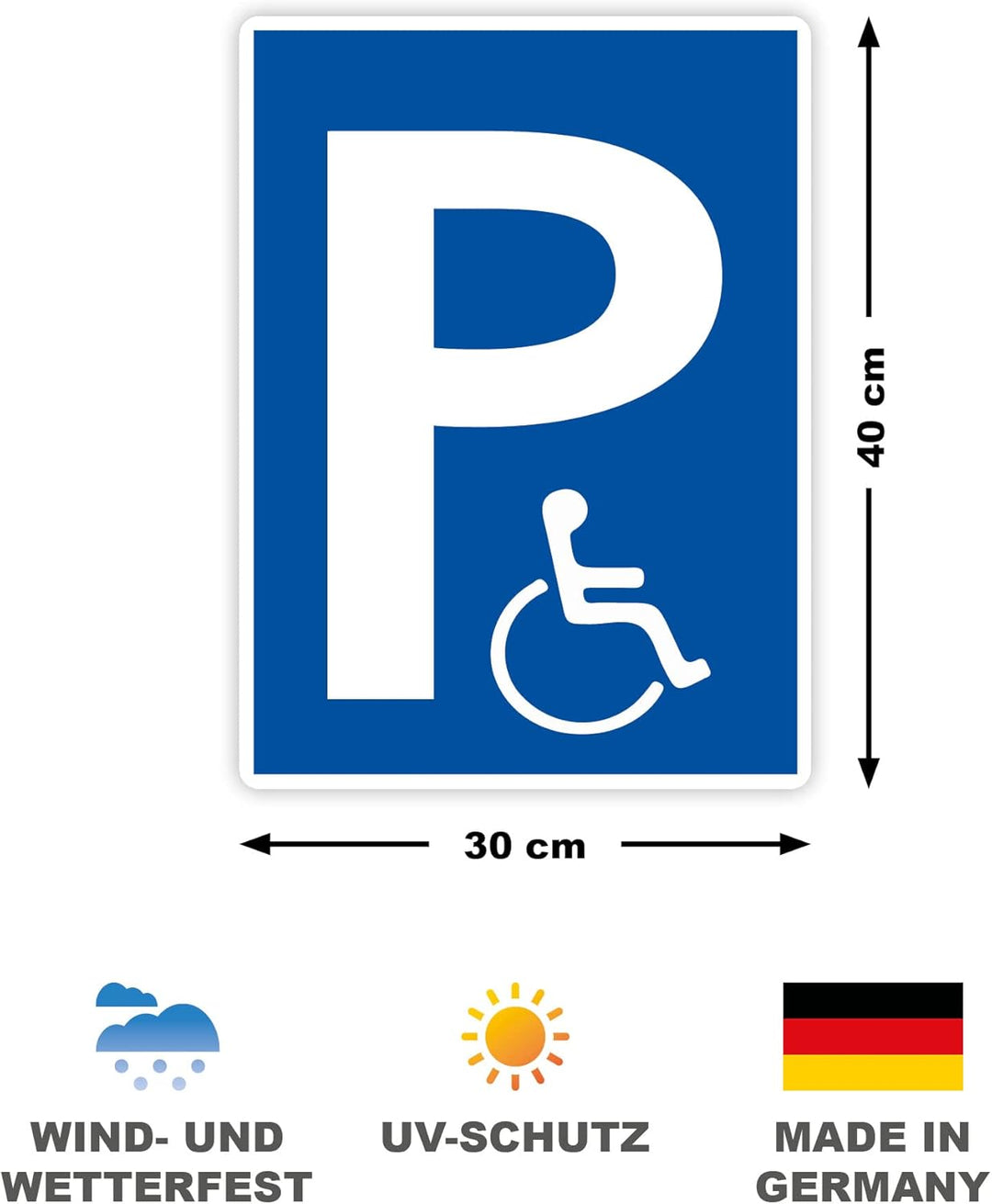 5 Stück XXL Behindertenparkplatz Schild 30 x 40 cm aus stabiler PVC Hartschaumplatte 5mm Parkplatz f