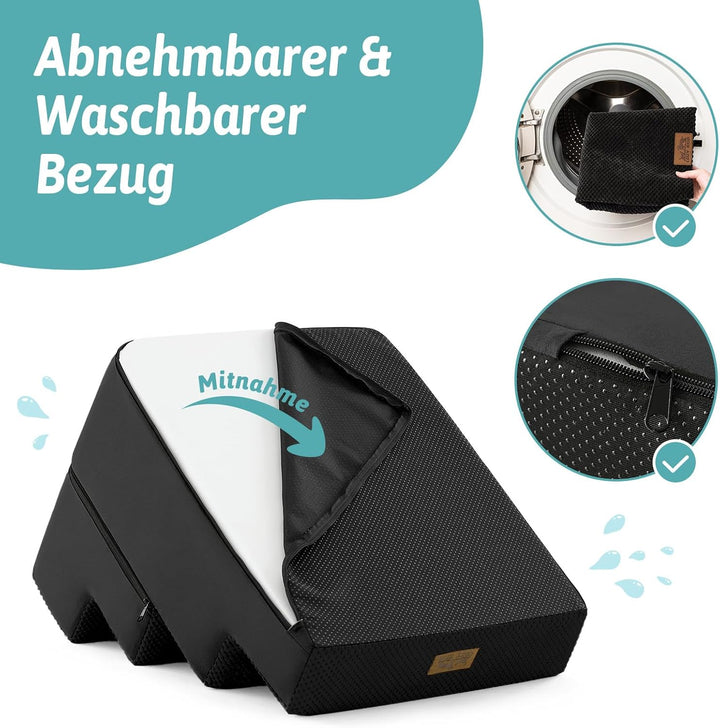 Hundetreppe 4 Stufen 45cm Hoch, 2-in-1 Hundetreppen für Kleine Hunde Alte Katzen, Faltbare Haustiert