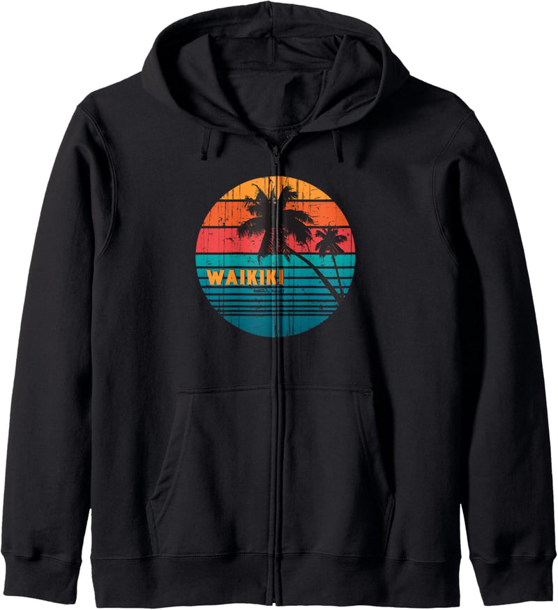 Retro Waikiki Honolulu Hawaii Urlaub Geschenk Fern-Reisen Kapuzenjacke