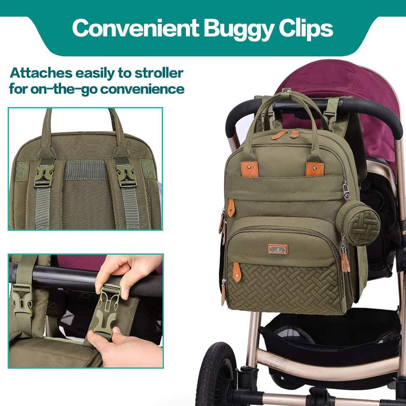 BabbleRoo Baby Wickeltasche/Rucksack, Wickelrucksack lässige Wickeltaschen Armeegrün