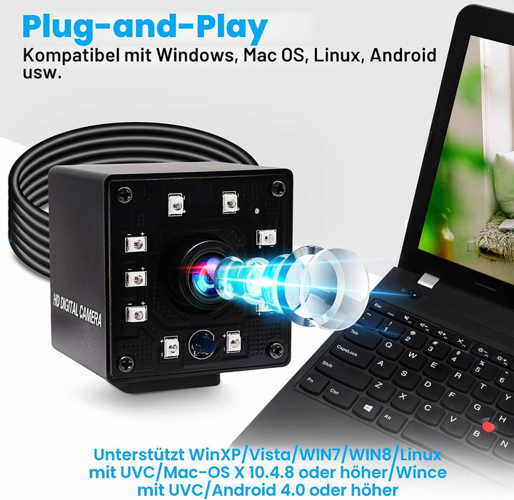 ELP KL36IR 1080P Webcam Full HD Nachtsicht Infrarot PC Kamera 720P/60fps Plug and Play Kamera Video