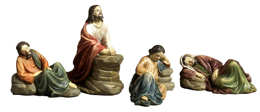 Paben Articoli Religiosi Set mit 4 Figuren Jesus Prega Garten Ostern Krippe aus Kunstharz 10,3 cm