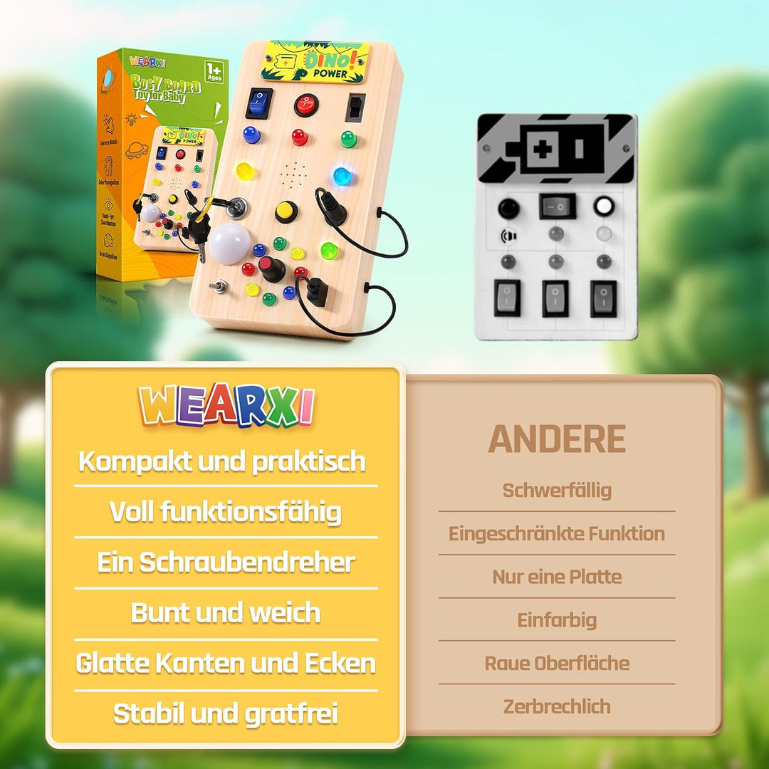 WEARXI Montessori Spielzeug ab 1 Jahr Busy Board mit Musik und 15 LED, Kinderspielzeug ab 1 Jahr, Os