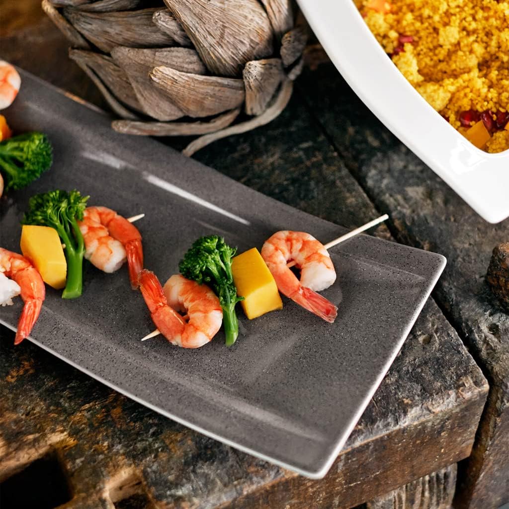 Villeroy und Boch NewWave Stone Antipasti-Teller, 45 x 15 cm, Premium Porzellan, Grau Grau 42x15cm,