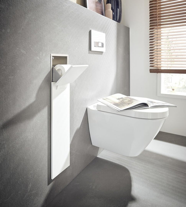 Emco ASIS Pure Unterputz-Schrankmodul für Klobürstengarnitur, Badezimmerschrank mit Toilettenpapierh