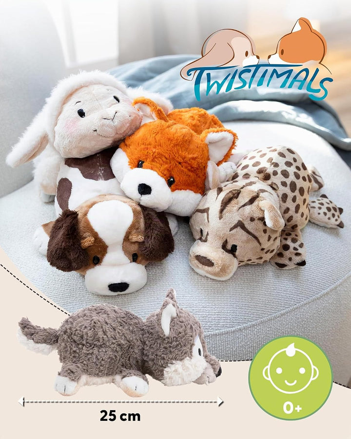 Kuscheltier Schaf &amp; Wolf 25cm mit Wendefunktion 2in1 - beige - Stofftier aus weichem Plüsch, niedlic